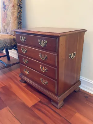 Cherry Wood 4 Drawer Chippendale Style Nightstand