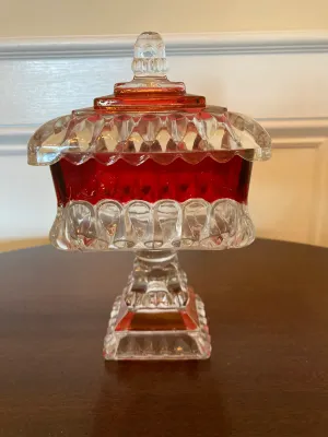 Westmoreland Crkanberry Square Candy Dish with Lid