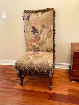 Antique High Back Upholstered Side Chair