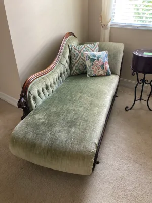 Vintage Green Velvet Chaise Lounge