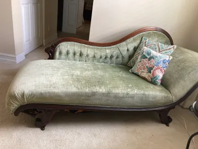 Vintage Green Velvet Chaise Lounge