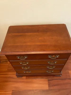 Cherry Wood 4 Drawer Chippendale Style Nightstand