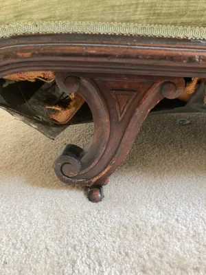 Vintage Green Velvet Chaise Lounge