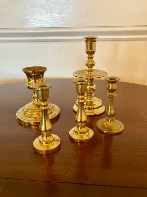 Set of 5 Assorted Brass Candle Holder