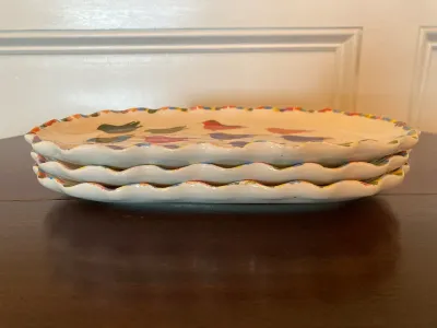 Set of 3 White ceramic Oval Serving Platters.