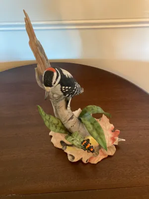 Limited Edition Porcelain Boehm Downy Woodpecker (leaf has been glued)