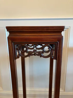 Tall Dark Wood Chinese Pedestal Stand