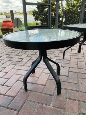 Patio Round Glass Top Table