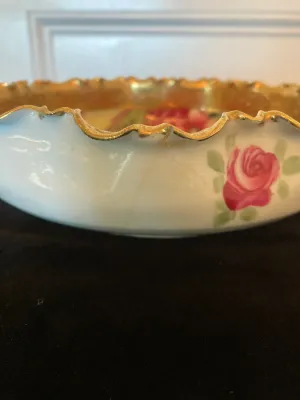 Antique Porcelain "Nippon" Decorative Bowl with Scenic Poppy interior