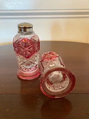 Vintage Imperial Glass Ruby Flash/Pink Variant Salt and Pepper Shakers