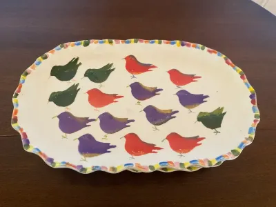 Set of 3 White ceramic Oval Serving Platters.