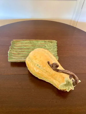 Vintage Ceramic Gourd Shape Butter Dish