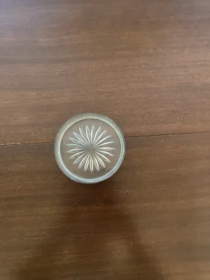 Vintage crystal Glass Coaster with Open work Silver-plated Metal Rim