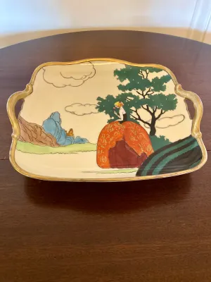 Vintage Noritake Porcelain Serving Tray with Handles, "Southern Belle"