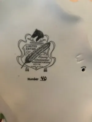 Limited Edition Porcelain Boehm Downy Woodpecker (leaf has been glued)