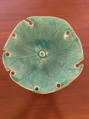 Vintage Majolica Style Ceramic Centerpiece Bowl