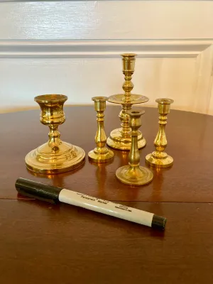 Set of 5 Assorted Brass Candle Holder