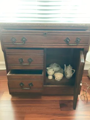Antique Victorian Marble Top Washstand or Commode