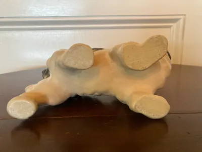 Vintage Cast Black and White Dog Figurine