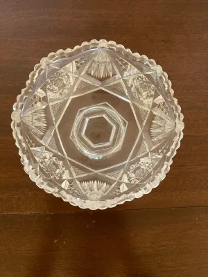 Vintage Cut Glass Footed bowl
