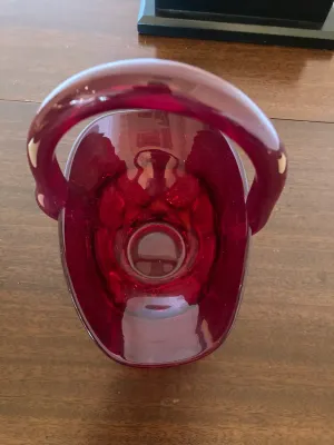 Vintage Red Glass Basket w/handle