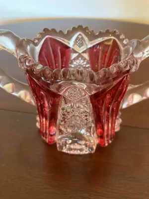 Vintage Imperial Glass Ruby Cut Glass Sugar & Creamer