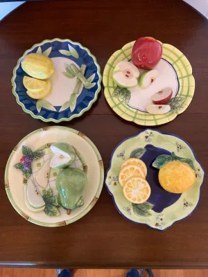 Vintage 3D Bella Casa Plate Set (4)