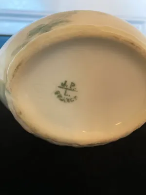 Porcelain Vase w/Scrolled Twin Handles Rose Décor