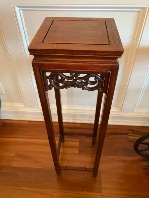 Tall Dark Wood Chinese Pedestal Stand