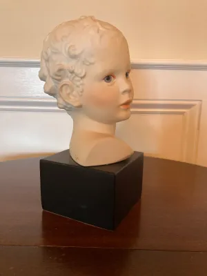 Vintage Cybis Bisque Porcelain Bust of Eros. (Greek God of Love or Cupid)