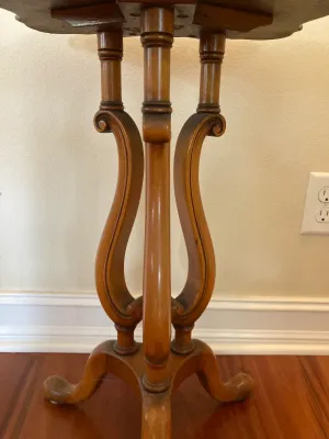 Vintage Wooden Lyre Harp Style Accent Table