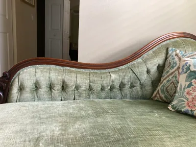 Vintage Green Velvet Chaise Lounge