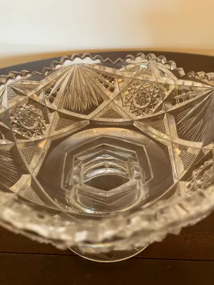 Vintage Cut Glass Footed bowl