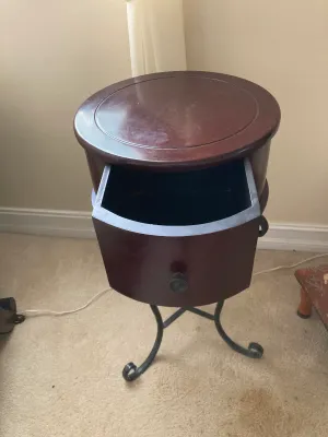 Round Side Table, Expresso Wood Drum Style Top