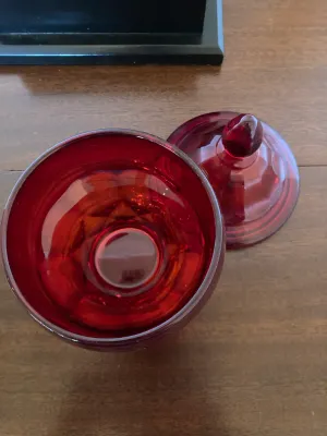 Vintage Ruby Red Glass Candy Dish w/lid