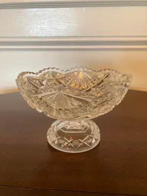 Vintage Cut Glass Footed bowl