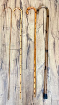 LOT 160F: Four Vintage Bamboo Canes
