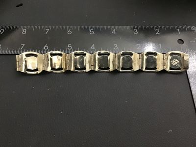 Taxco Sterling Silver Glass Opal Cabachon Link Bracelet