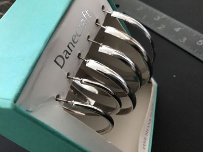 Danecraft Silver Plated Hoop Earrings. New Vintage