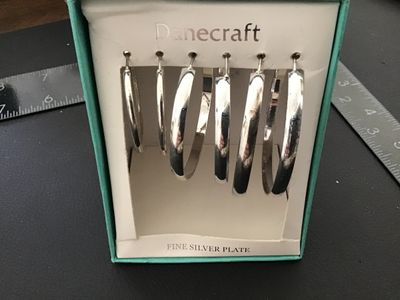Danecraft Silver Plated Hoop Earrings. New Vintage