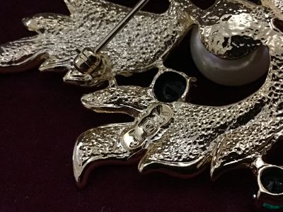JBK Camrose and Cross Vintage Brooch New in Box. Swavorski Crystal &Faux Pearl
