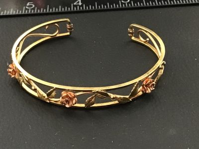 Rose Gold Snd Gold Tone Vintage Rose Cuff Bracelet