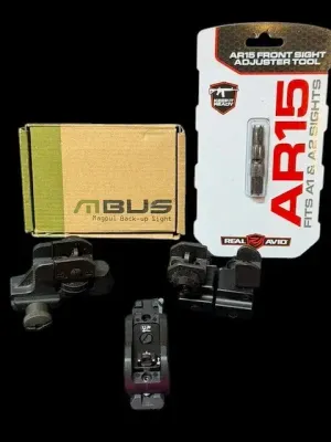 LH-141-FA2 - Magpul MBUS, UTG & Assorted Flip-Up/Backup Iron Sights with AR15 Sight Tool