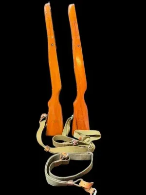 LH-107-FA2 - Pair of Chinese Type 56–Style SKS Wood Stocks with Canvas Slings