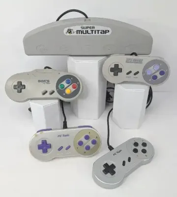 Super Nintendo Controllers with Multiplayer Hub Attachment