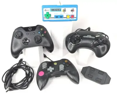 Variety of Video Game Controllers and Attachment