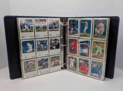 Blue Binder with Baseball Cards