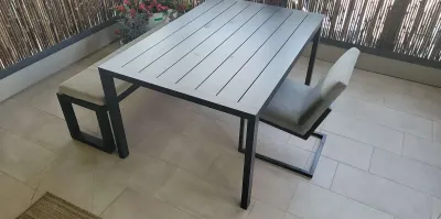 METAL FRAME RESTORATION HARDWARE TABLE, BENCH AND CHAIR