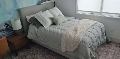 FULL SIZE MATTRESS WITH RESTORATION HARDWARE BED FRAME