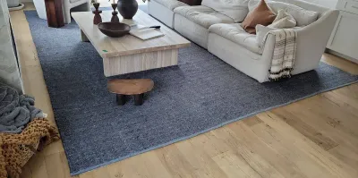 WOOL RESTORATION HARDWARE BLUE RUG